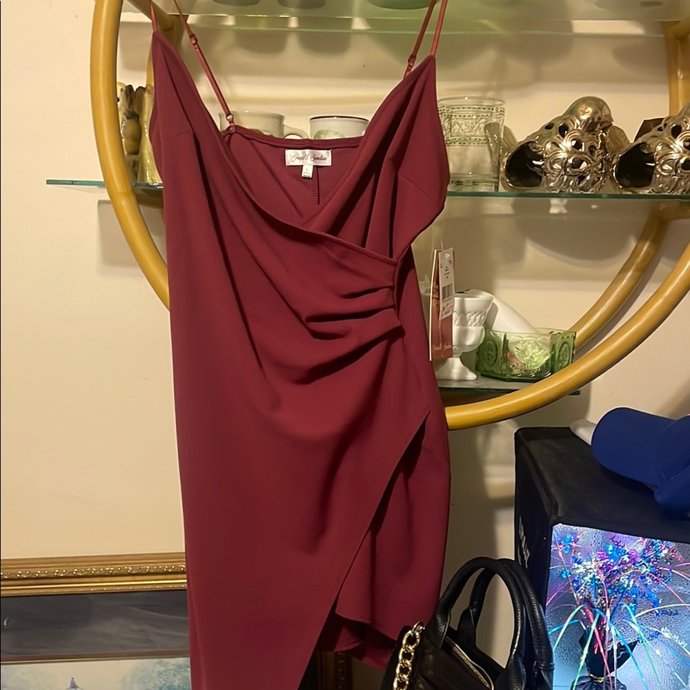 BNWT Emerald Sundae Women's party dress/Elegant Burgundy Draped Dress